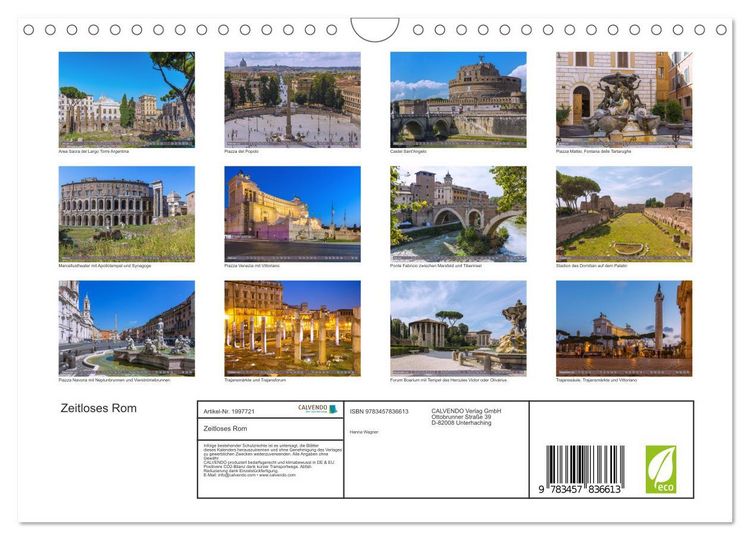Produktbild: Zeitloses Rom (Wandkalender 2026 DIN A4 quer), CALVENDO Monatskalender