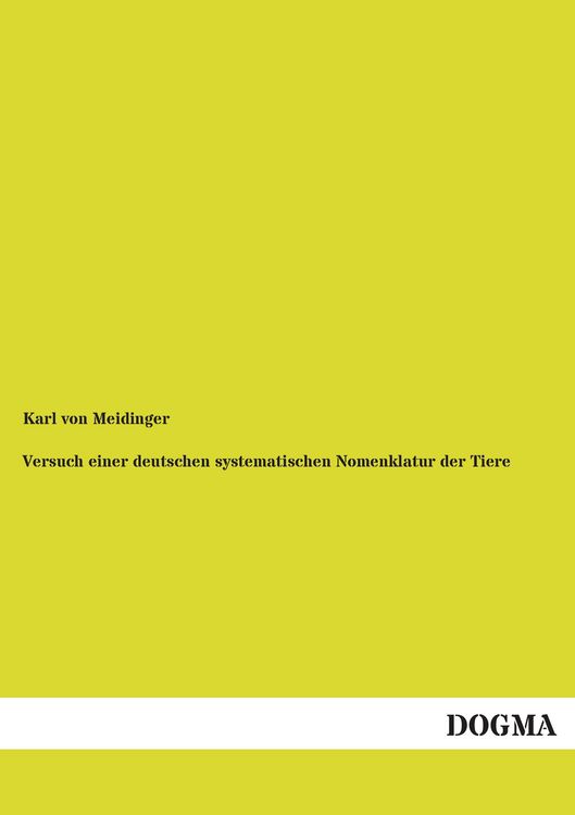 Produktbild: Versuch einer deutschen systematischen Nomenklatur der Tiere