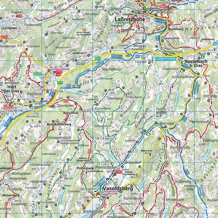 Produktbild: freytag & berndt Wanderkarte WK 0133 Graz und Umgebung, Region H&uuml;gelland-Sch&ouml;cklland - Gleisdorf - Weiz - Raabklamm 1:50.000