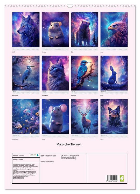 Produktbild: Magische Tierwelt (Wandkalender 2026 DIN A2 hoch), CALVENDO Monatskalender
