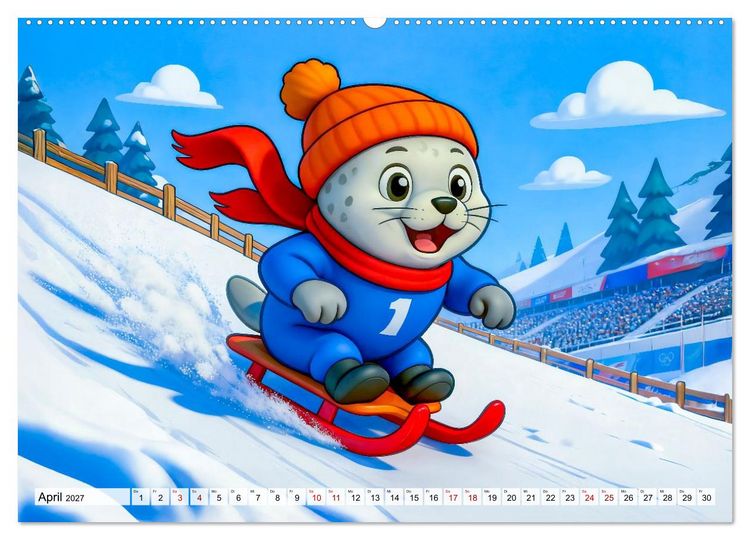 Produktbild: Tierischer Wintersport - Lustige Tiere im Schnee (Wandkalender 2027 DIN A2 quer), CALVENDO Monatskalender