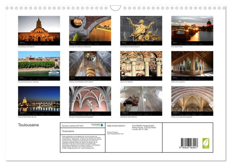 Produktbild: Toulousaine (Calendrier mural 2026 DIN A3 vertical), CALVENDO calendrier mensuel