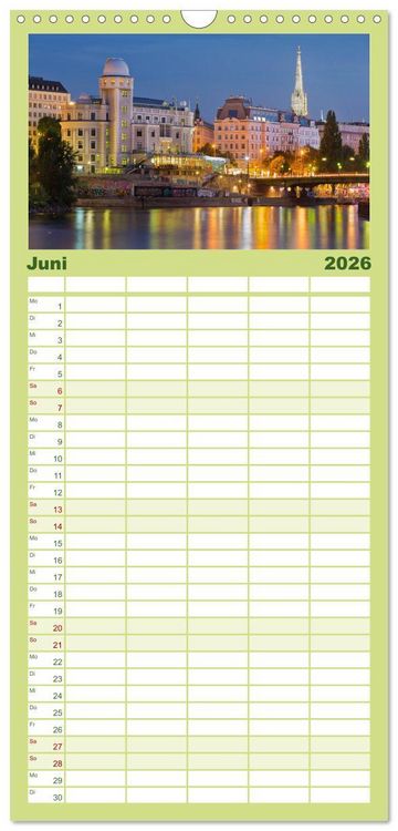 Produktbild: Familienplaner 2026 - Traumhaftes Wien mit 5 Spalten (Wandkalender, 21 x 45 cm) CALVENDO