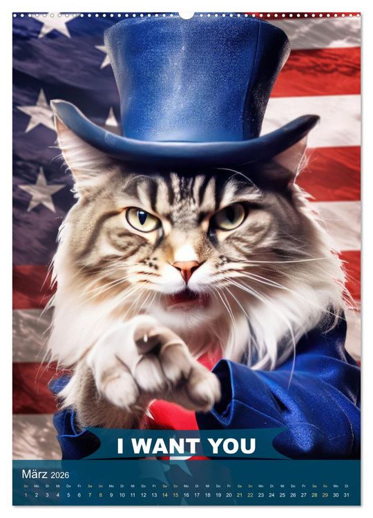 Produktbild: I want you im tierischen Design (hochwertiger Premium Wandkalender 2026 DIN A2 hoch), Kunstdruck in Hochglanz