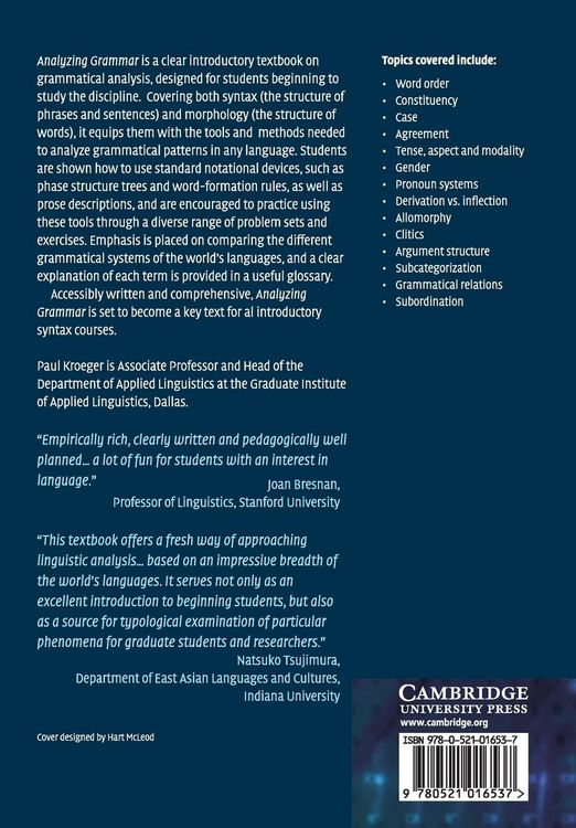 Produktbild: Analyzing Grammar