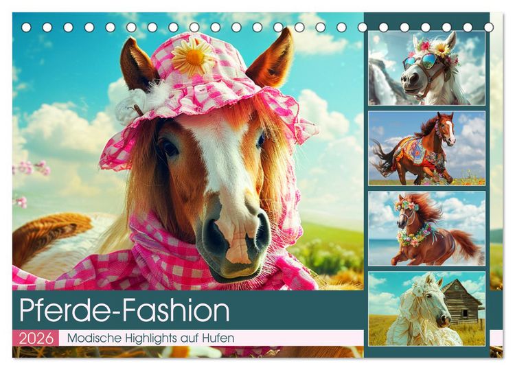 Produktbild: Pferde-Fashion. Modische Highlights auf Hufen (Tischkalender 2026 DIN A5 quer), CALVENDO Monatskalender
