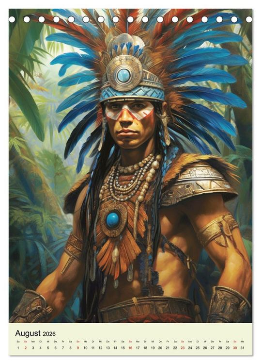 Produktbild: Fantasy-Azteken. Mesoamerikanische Krieger einer Hochkultur (Tischkalender 2026 DIN A5 hoch), CALVENDO Monatskalender