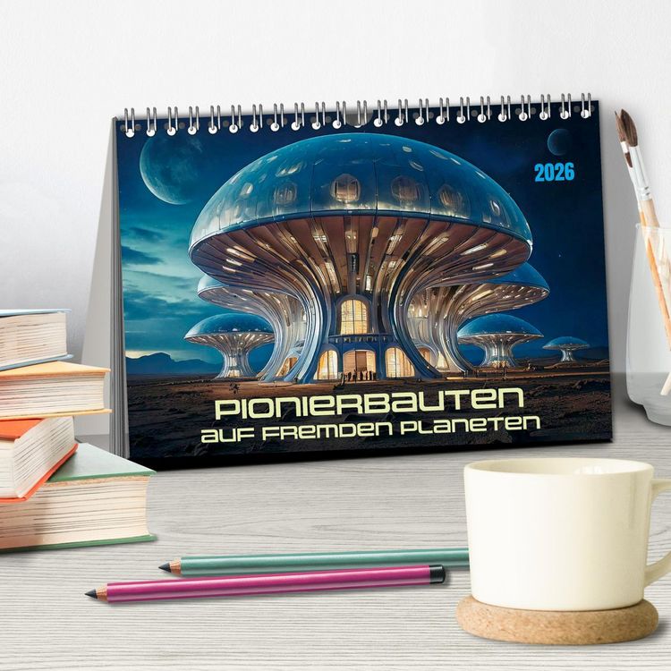 Produktbild: Pionierbauten auf fremden Planeten (Tischkalender 2026 DIN A5 quer), CALVENDO Monatskalender