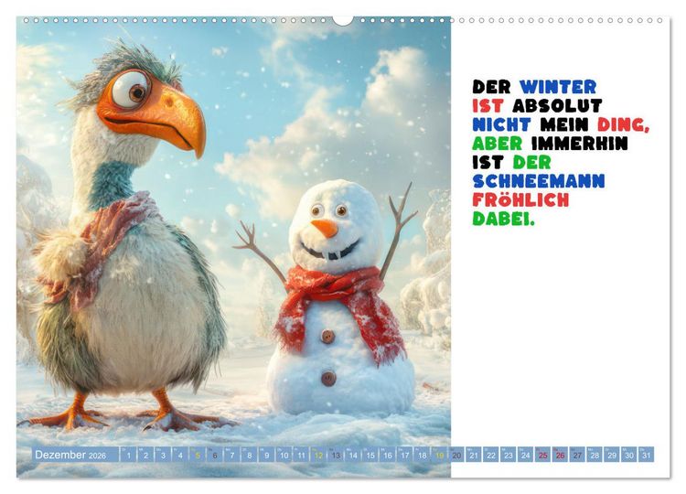 Produktbild: Vogelspr&uuml;che - Humor (hochwertiger Premium Wandkalender 2026 DIN A2 quer), Kunstdruck in Hochglanz