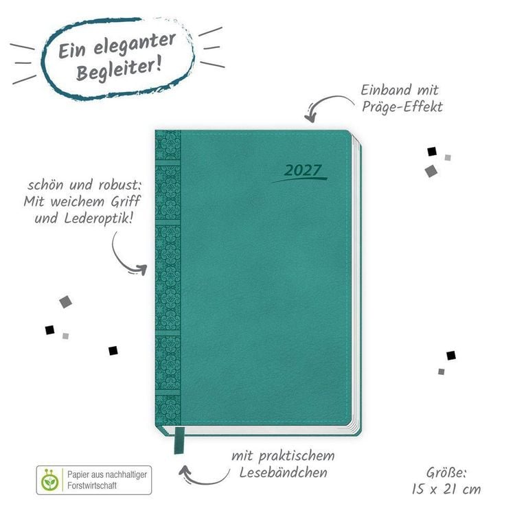 Produktbild: TR&Ouml;TSCH - Buchkalender A5 Aqua 2027