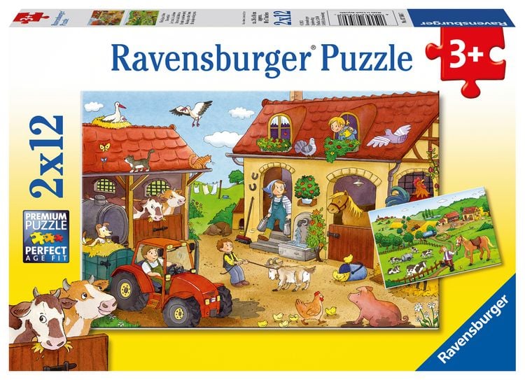Bigjigs Toys Bauernhof-Zweiteilepuzzle Aus Holz – 8 Teile Für Kinder Ab 12 Monaten