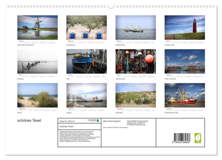 Produktbild: sch&ouml;nes Texel (hochwertiger Premium Wandkalender 2026 DIN A2 quer), Kunstdruck in Hochglanz