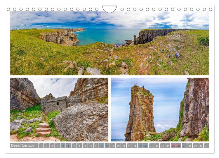 Produktbild: Sehnsucht Wales - Collagen eines Landes (Wandkalender 2026 DIN A4 quer), CALVENDO Monatskalender