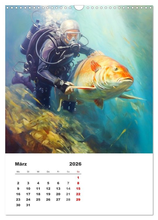 Produktbild: Tauchen im ewigen Blau. Eine Aquarell-Reise in die Tiefen der Meere (Wandkalender 2026 DIN A3 hoch), CALVENDO Monatskalender