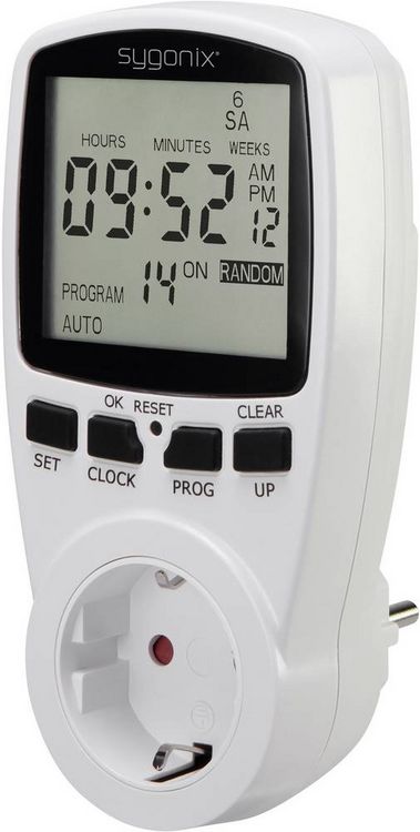Produktbild: Sygonix 1625525 Steckdosen-Zeitschaltuhr digital Wochenprogramm 3680 W Timer-Funktion, START/STOPP-Funktion, Zufallsfunktion