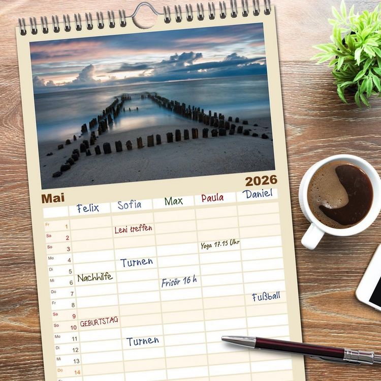 Produktbild: Familienplaner 2026 - Sylt-Abende - Fotografien von Beate Zoellner mit 5 Spalten (Wandkalender, 21 x 45 cm) CALVENDO