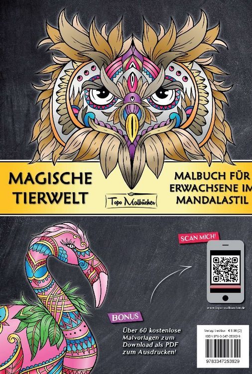 Produktbild: Malbuch f&uuml;r Erwachsene Tiere: Magische Tierwelt Ausmalbilder im Mandala Stil - Topo Malb&uuml;cher&reg;