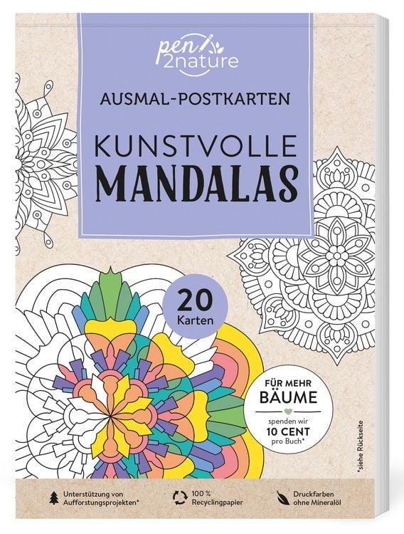 Produktbild: Ausmal-Postkarten Kunstvolle Mandalas | 20 Karten