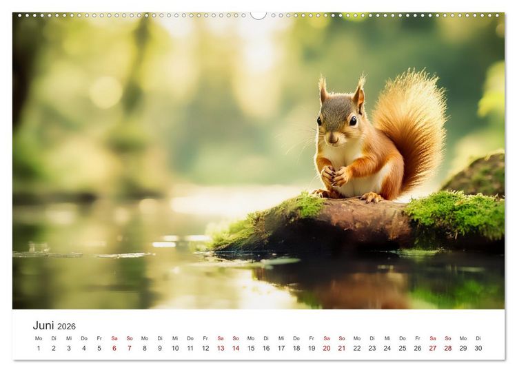 Produktbild: Das geheime Leben der Eichh&ouml;rnchen - Ein Jahr zwischen Baumwipfeln und Nussverstecken (hochwertiger Premium Wandkalender 2026 DIN A2 quer), Kunstdruck in Hochglanz
