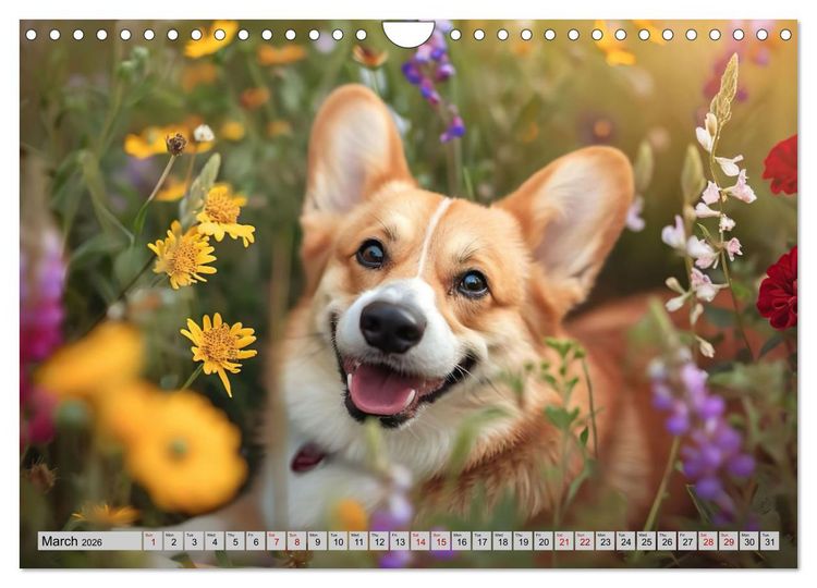 Produktbild: Corgis in Bloom (Wall Calendar 2026 DIN A4 landscape), CALVENDO 12 Month Wall Calendar