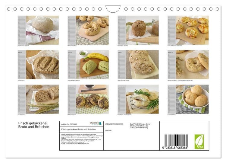 Produktbild: Frisch gebackene Brote und Br&ouml;tchen (Wandkalender 2026 DIN A4 quer), CALVENDO Monatskalender