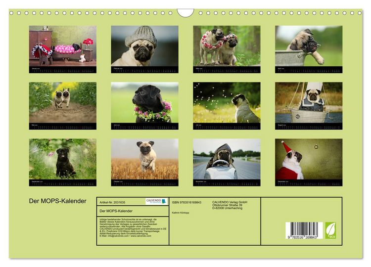Produktbild: Der MOPS-Kalender (Wandkalender 2026 DIN A3 quer), CALVENDO Monatskalender