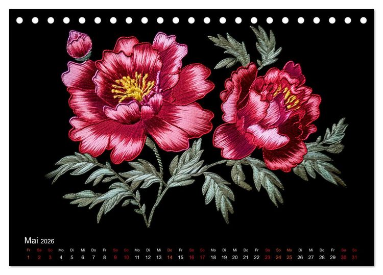 Produktbild: Japanische Stickerei - Hommage an die &Auml;sthetik des Landes (Tischkalender 2026 DIN A5 quer), CALVENDO Monatskalender
