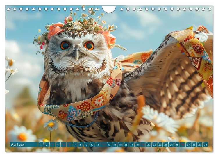 Produktbild: Eulen-Style. Noble Trendsetter (Wandkalender 2026 DIN A4 quer), CALVENDO Monatskalender