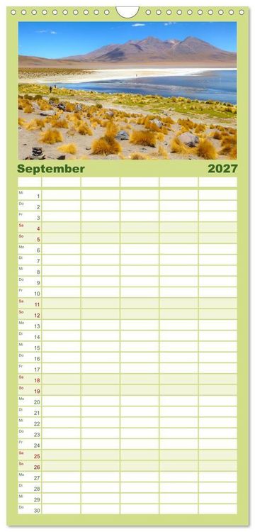Produktbild: Familienplaner 2027 - Bolivien - Die geheime Perle S&uuml;damerikas mit 5 Spalten (Wandkalender, 21 x 45 cm) CALVENDO