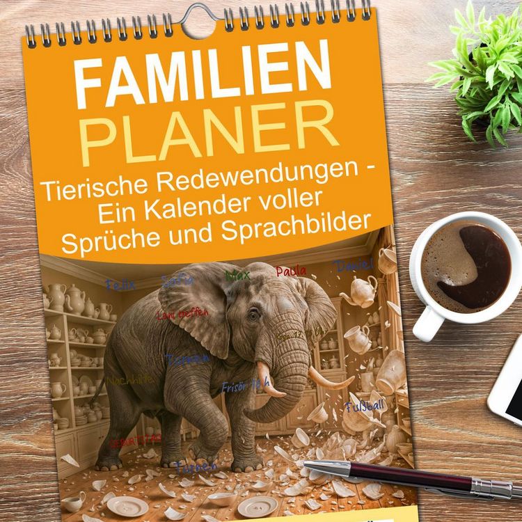 Produktbild: Familienplaner 2026 - Tierische Redewendungen - Ein Kalender voller Spr&uuml;che und Sprachbilder mit 5 Spalten (Wandkalender, 21 x 45 cm) CALVENDO
