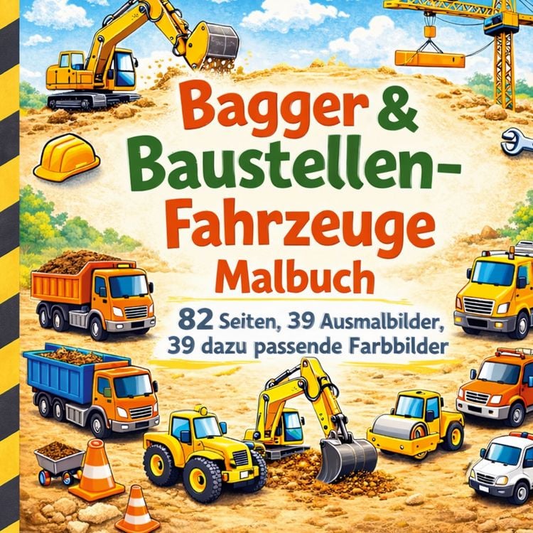 Produktbild: Bagger & Baustellen-Fahrzeug Malbuch
