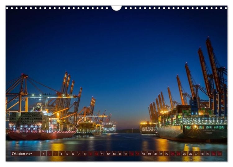 Produktbild: Magic Nights Containerschiffe (Wandkalender 2027 DIN A3 quer), CALVENDO Monatskalender