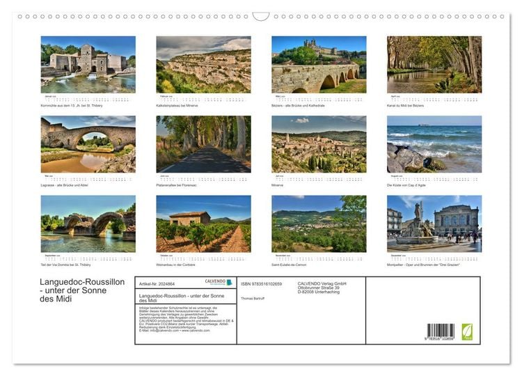 Produktbild: Languedoc-Roussillon - unter der Sonne des Midi (Wandkalender 2026 DIN A2 quer), CALVENDO Monatskalender
