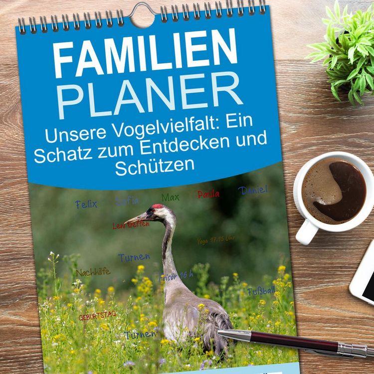 Produktbild: Familienplaner 2026 - Unsere Vogelvielfalt: Ein Schatz zum Entdecken und Sch&uuml;tzen mit 5 Spalten (Wandkalender, 21 x 45 cm) CALVENDO