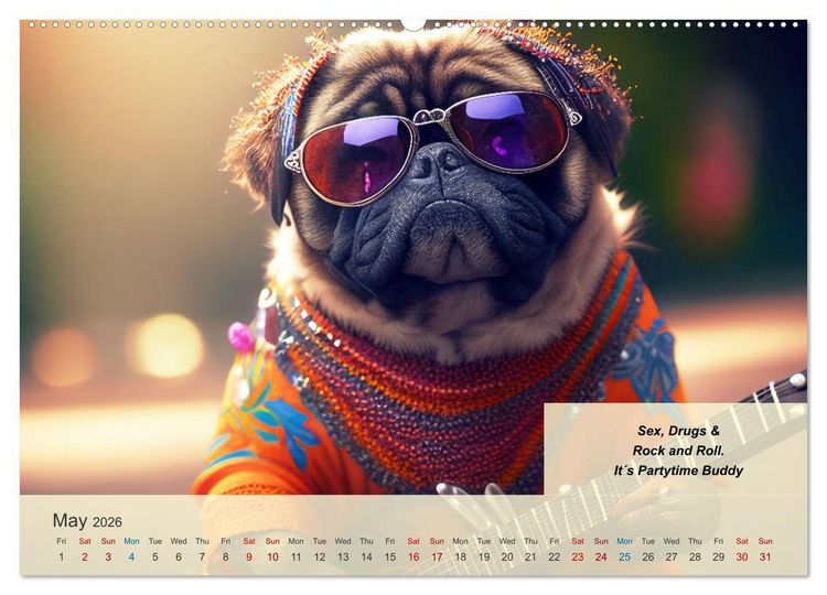 Produktbild: Great fun for pug lovers (Wall Calendar 2026 DIN A2 landscape), CALVENDO 12 Month Wall Calendar