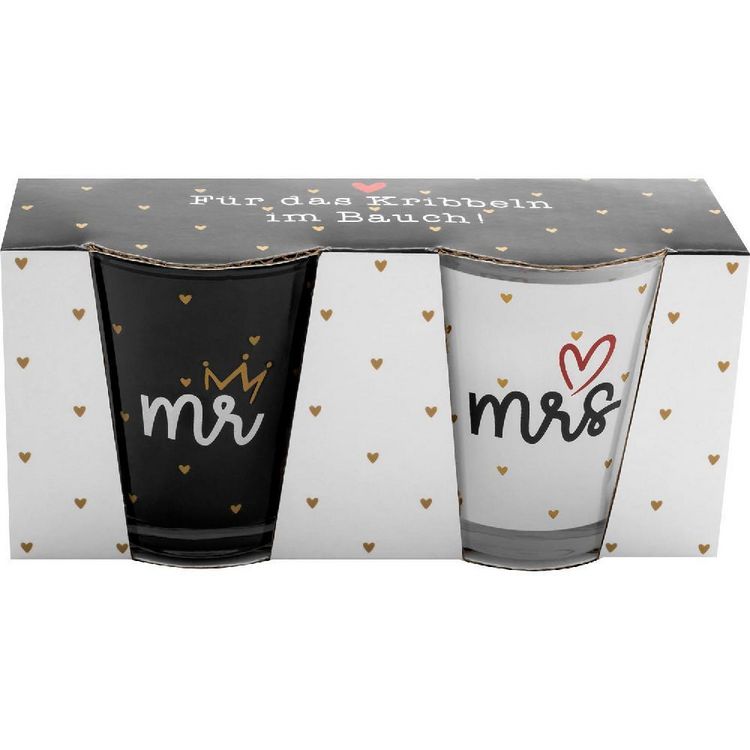 Produktbild: Schnapsglas-Set Motiv "Hochzeit Mr. & Mrs."