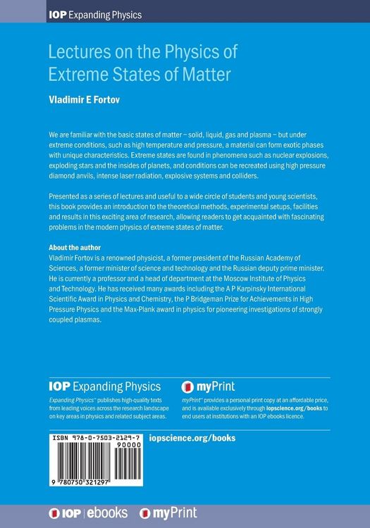 Produktbild: Lectures on the Physics of Extreme States of Matter
