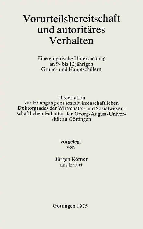 Produktbild: Vorurteilsbereitschaft und autorit&auml;res Verhalten