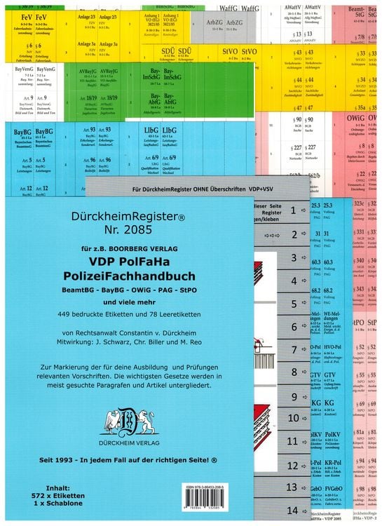 Produktbild: D&uuml;rckheimRegister&reg; PolFHa- Polizei-Fach-Handbuch VDP, D&uuml;rckheimRegister&reg; mit Gesetzen und Paragrafen