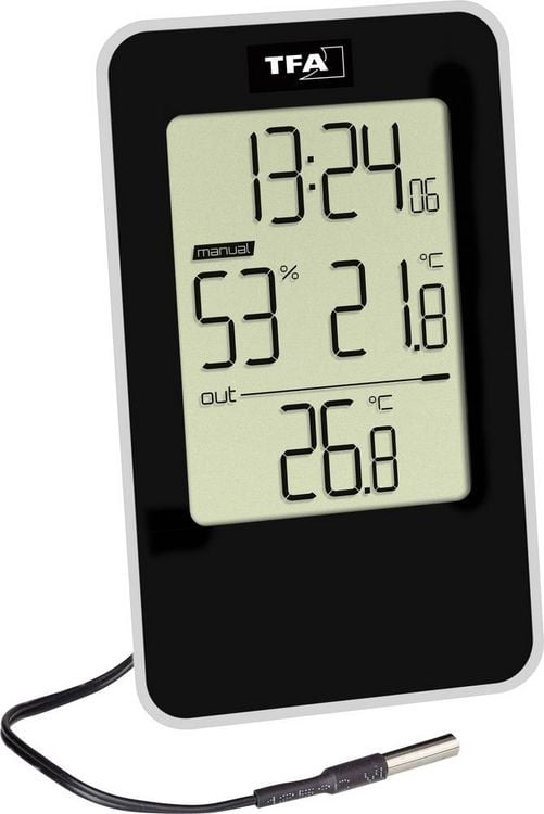 Produktbild: TFA Dostmann Thermo-/Hygrometer Schwarz 30.5048.01