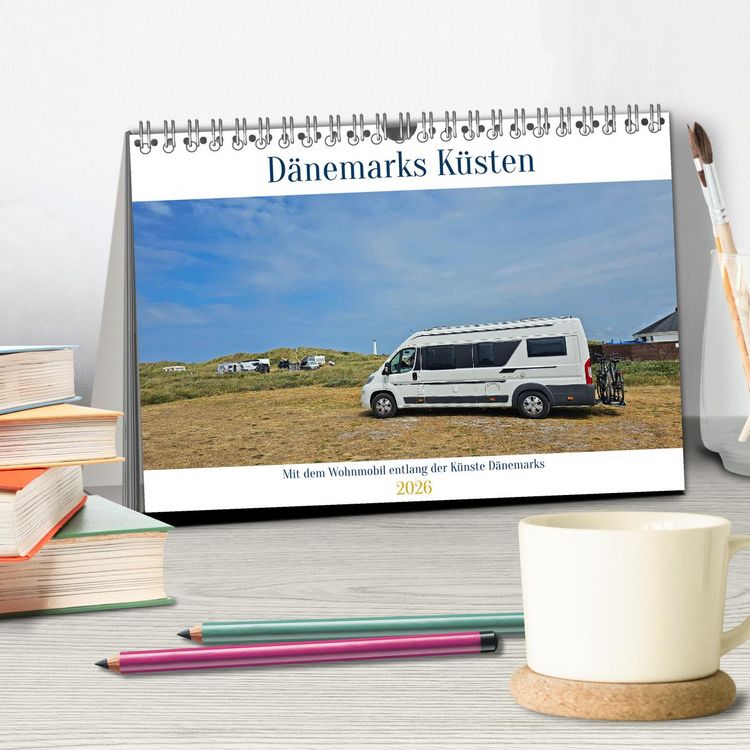 Produktbild: Mit dem Wohnmobil entlang der K&uuml;ste D&auml;nemarks (Tischkalender 2026 DIN A5 quer), CALVENDO Monatskalender