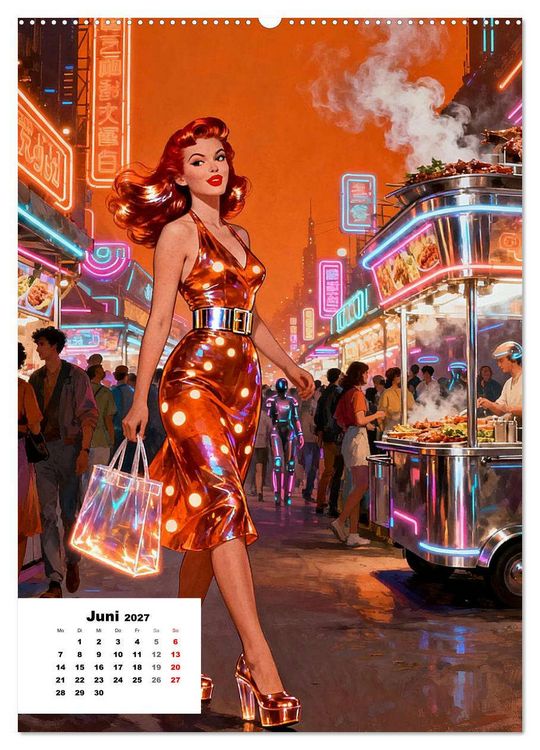 Produktbild: Neon-Girls (Wandkalender 2027 DIN A2 hoch), CALVENDO Monatskalender