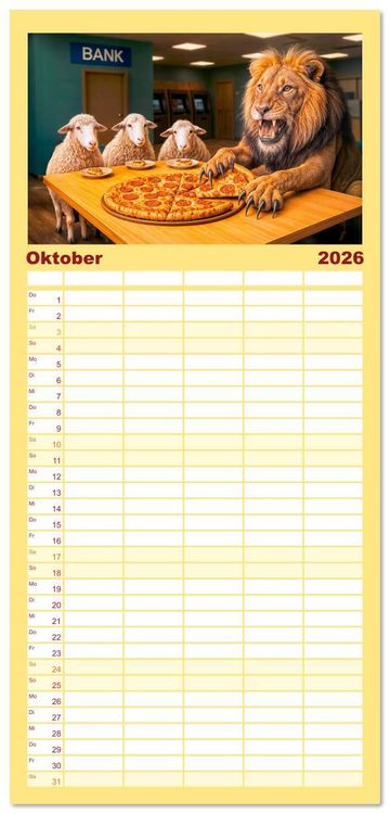 Produktbild: Familienplaner 2026 - Tierische Redewendungen - Ein Kalender voller Spr&uuml;che und Sprachbilder mit 5 Spalten (Wandkalender, 21 x 45 cm) CALVENDO