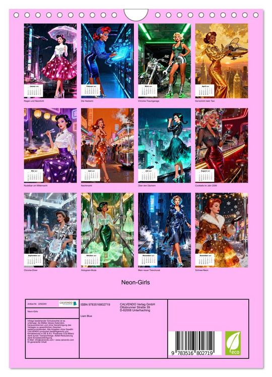 Produktbild: Neon-Girls (Wandkalender 2027 DIN A4 hoch), CALVENDO Monatskalender