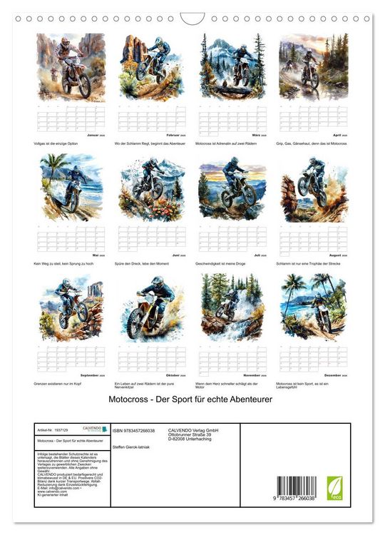 Produktbild: Motocross - Der Sport f&uuml;r echte Abenteurer (Wandkalender 2026 DIN A3 hoch), CALVENDO Monatskalender
