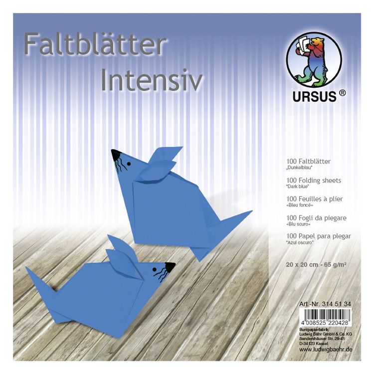 Produktbild: URSUS Falten Faltbl&auml;tter Uni intensiv, Plakatkarton, 65 g/m&sup2;, 20 x 20 cm, dunkelblau