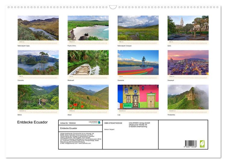 Produktbild: Entdecke Ecuador (Wandkalender 2026 DIN A2 quer), CALVENDO Monatskalender