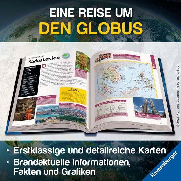 Produktbild: National Geographic Kids Weltatlas - Fremde Kulturen, gro&szlig;artige Naturwunder und wilde Tiere entdecken: Kinderatlas f&uuml;r Kids ab 8 Jahren