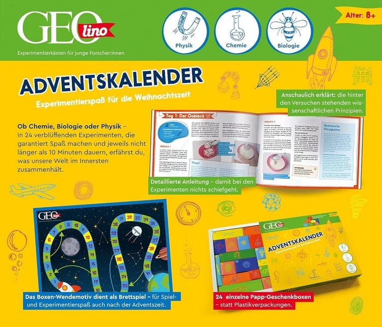 Produktbild: GEOlino Adventskalender Experimentierspa&szlig; f&uuml;r die Weihnachtszeit