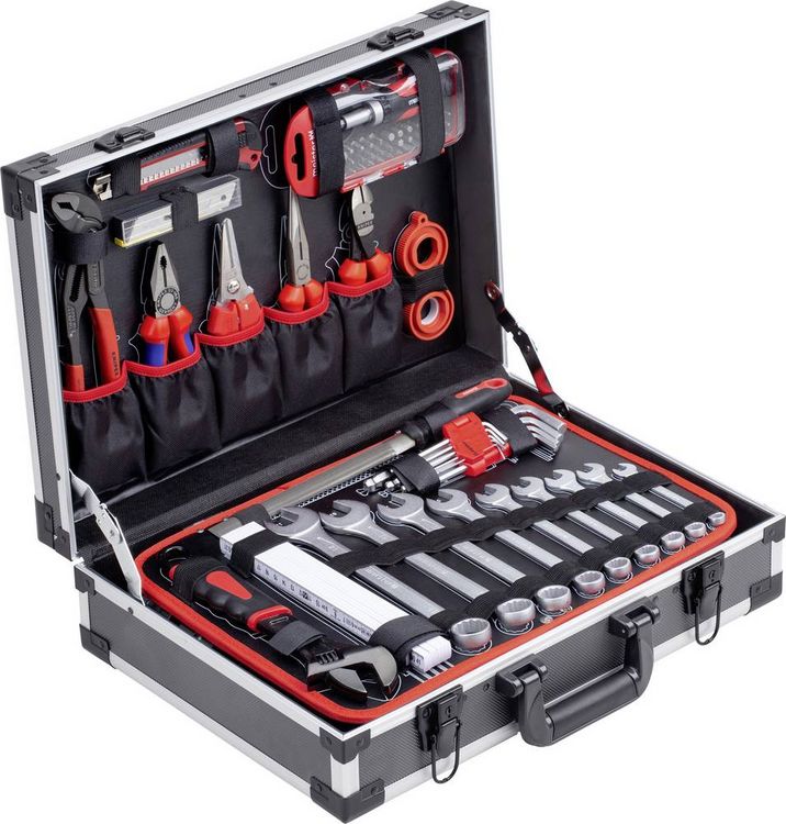 Produktbild: Meister Werkzeuge WU8973750 Universal Werkzeugkoffer best&uuml;ckt 131teilig (L x B x H) 460 x 320 x 140 mm